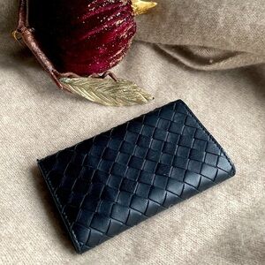 Bottega Veneta black leather key holder